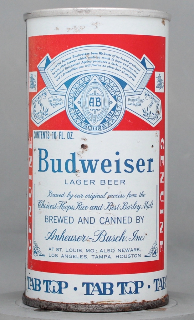 Budweiser Lager Beer 10 Oz Tab Top Can