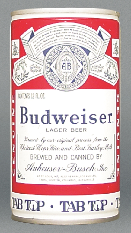 Budweiser Lager Beer 12 Oz Tab Top Can