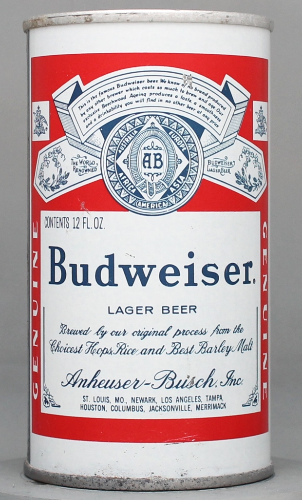Budweiser Lager Beer 12 Oz Tab Top Can