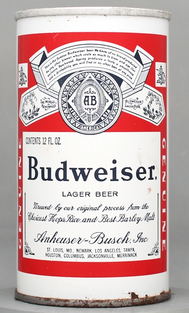 Budweiser Lager Beer 12 Oz Tab Top Can
