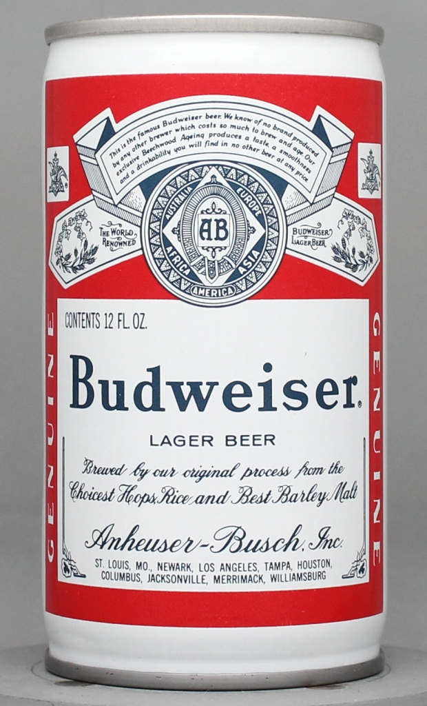Budweiser Lager Beer 12 Oz Tab Top Can