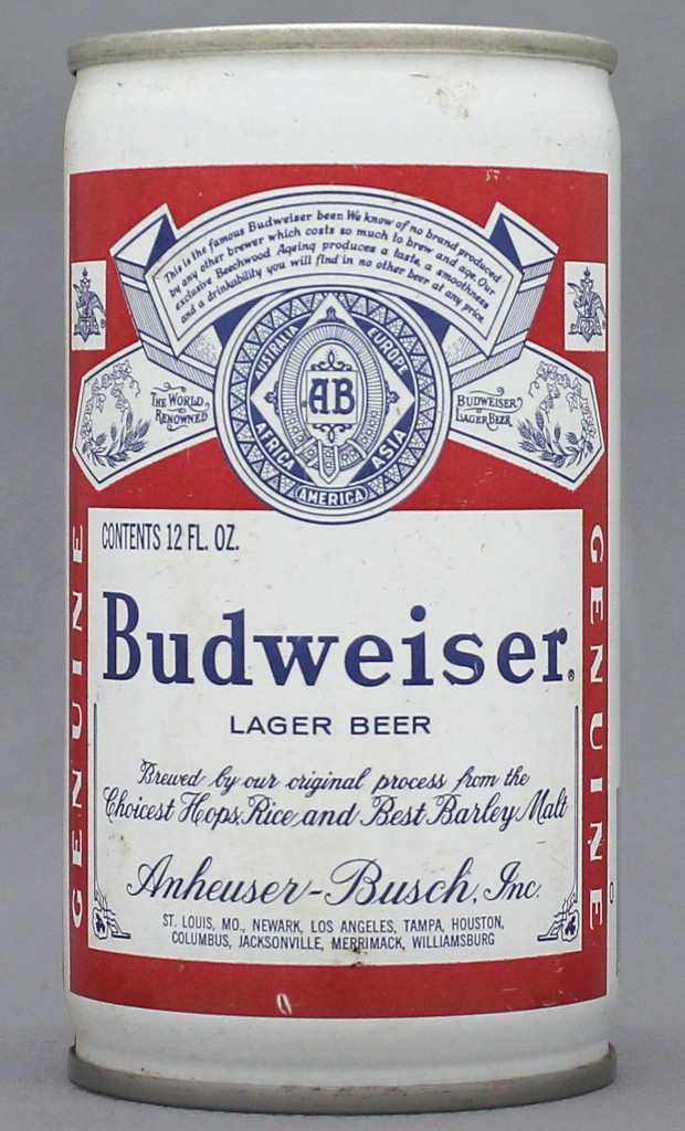 Budweiser Lager Beer 12 Oz Tab Top Can
