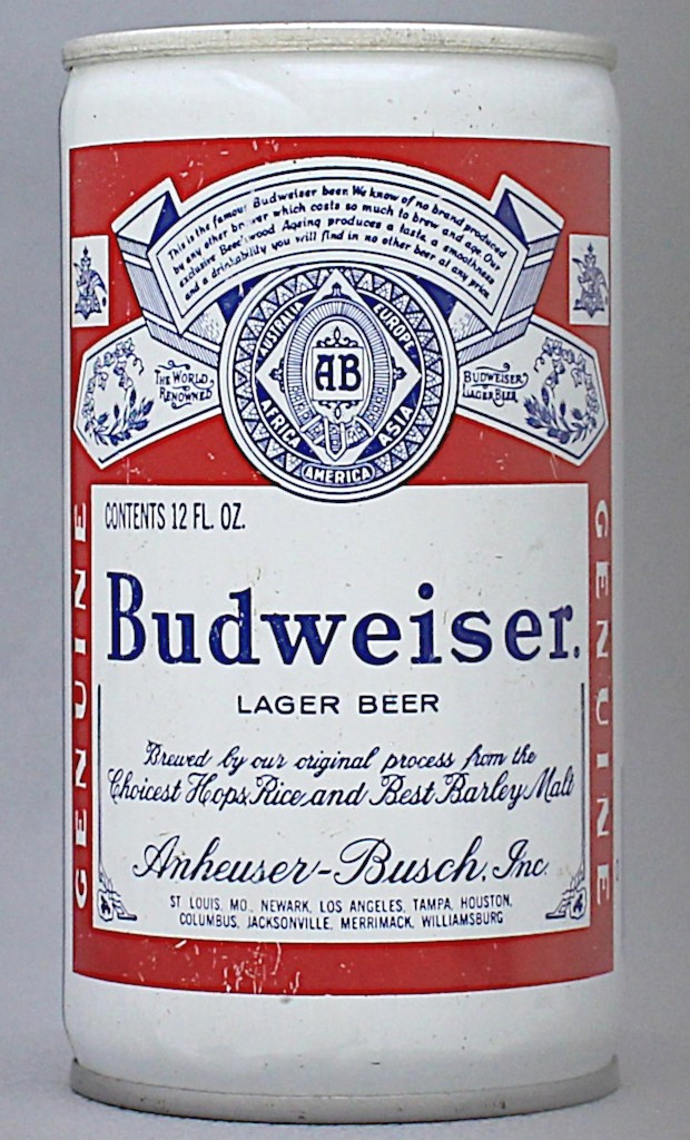Budweiser Lager Beer 12 Oz Tab Top Can