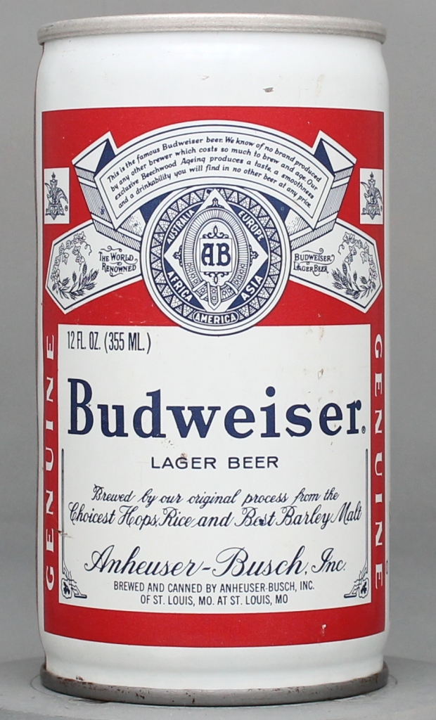 Budweiser Lager Beer 12 Oz Tab Top Can