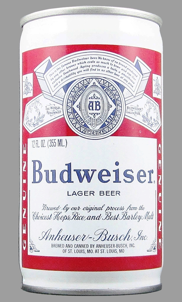 Budweiser Lager Beer 12 Oz Tab Top Can