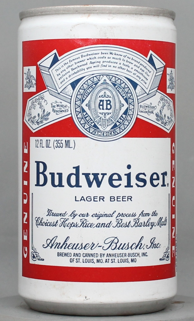Budweiser Lager Beer 12 Oz Tab Top Can