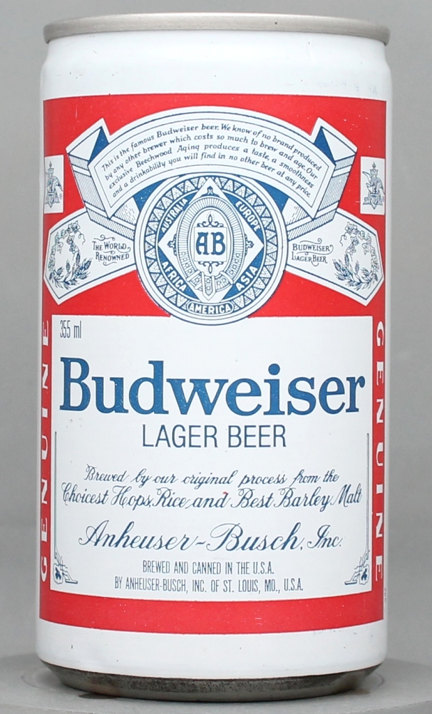 Budweiser Lager Beer 12 Oz Tab Top Can