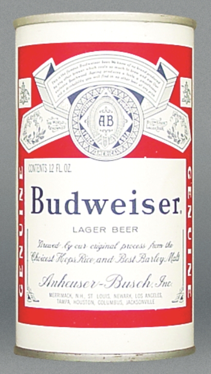 Budweiser Lager Beer 12 Oz Tab Top Can