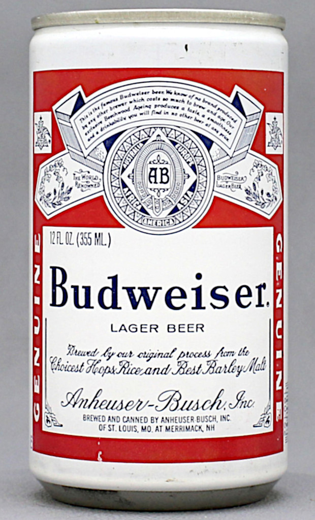 Budweiser Lager Beer 12 Oz Tab Top Can