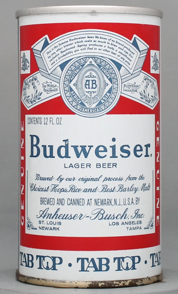 Budweiser Lager Beer 12 Oz Zip/Tab Top Can
