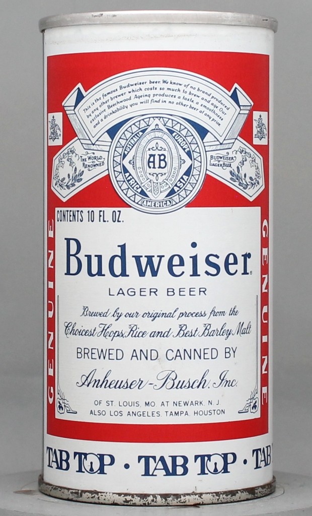 Budweiser Lager Beer 10 Oz Tab Top Can