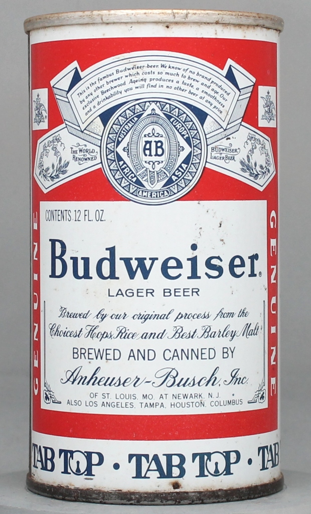 Budweiser Lager Beer 12 Oz Tab Top Can