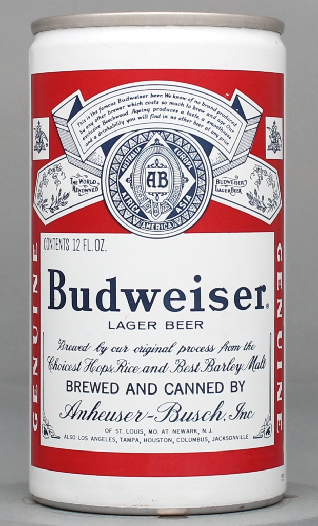 Budweiser Lager Beer 12 Oz Tab Top Can