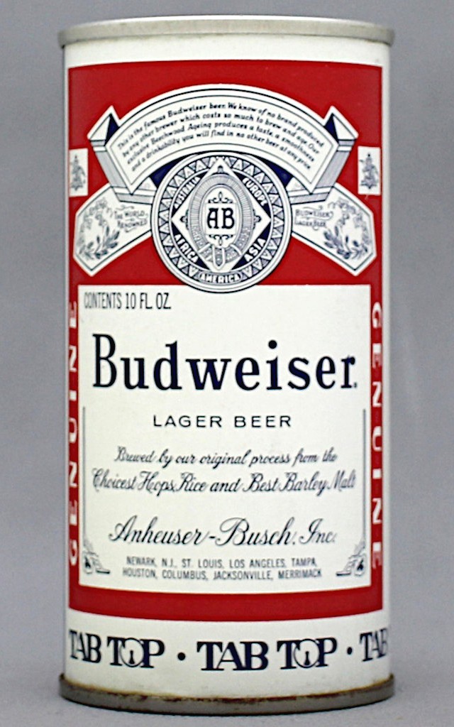 Budweiser Lager Beer 10 Oz Tab Top Can