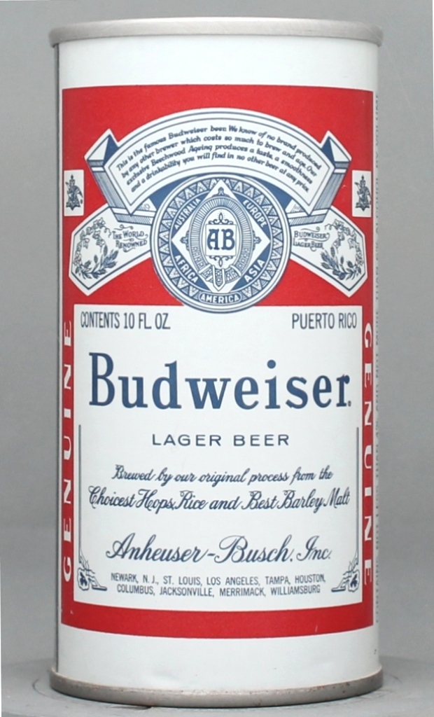 Budweiser Lager Beer 10 Oz Tab Top Can