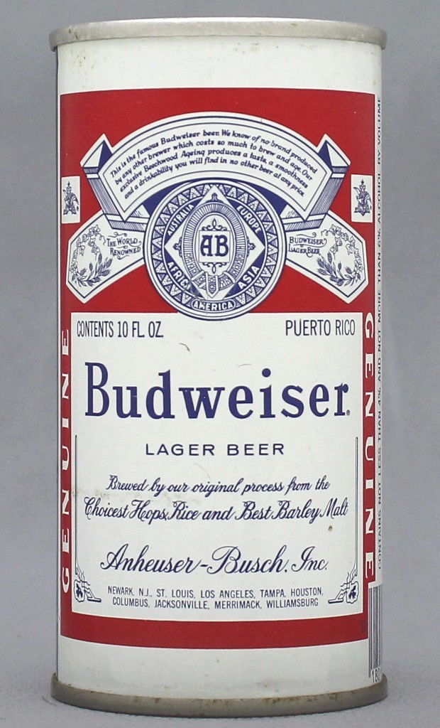 Budweiser Lager Beer 10 Oz Tab Top Can