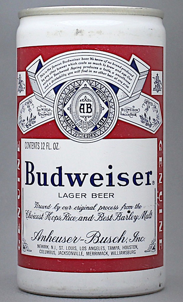 Budweiser Lager Beer 12 Oz Tab Top Can