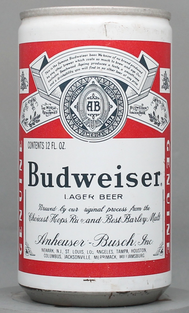 Budweiser Lager Beer 12 Oz Tab Top Can