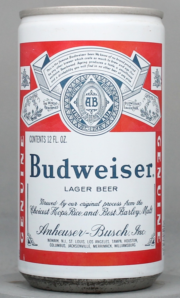 Budweiser Lager Beer 12 Oz Tab Top Can