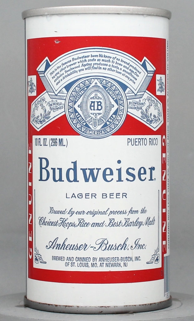Budweiser Lager Beer 10 Oz Tab Top Can
