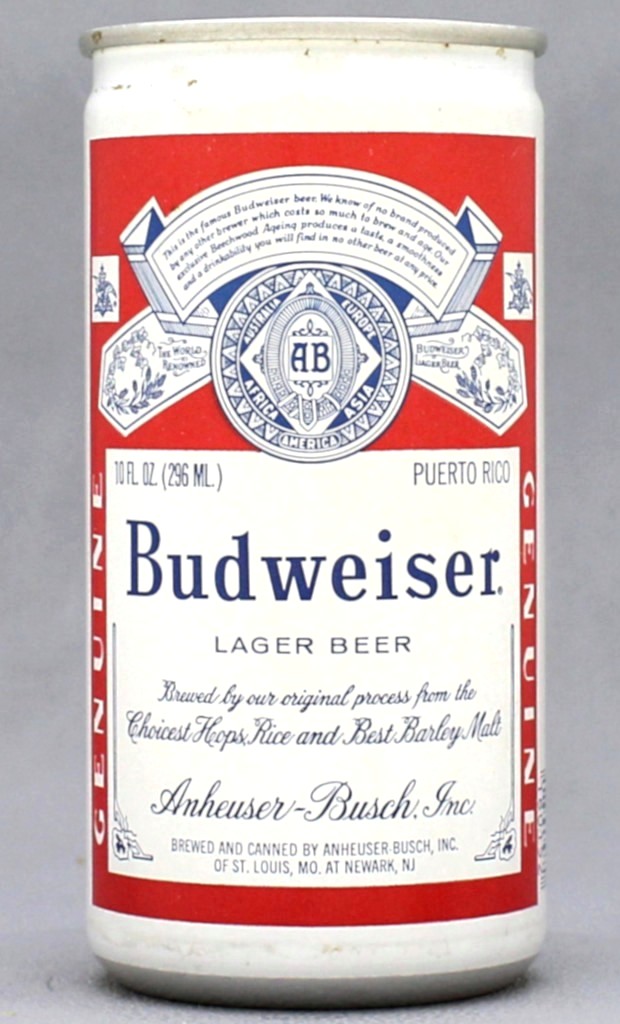 Budweiser Lager Beer 10 Oz Tab Top Can