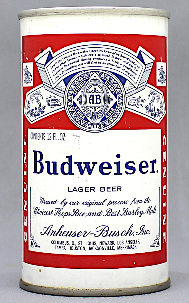 Budweiser Lager Beer 12 Oz Tab Top Can