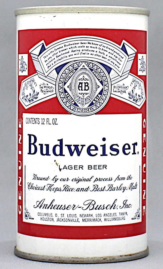 Budweiser Lager Beer 12 Oz Tab Top Can