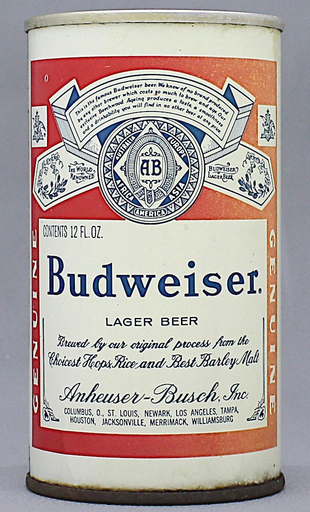 Budweiser Lager Beer 12 Oz Tab Top Can