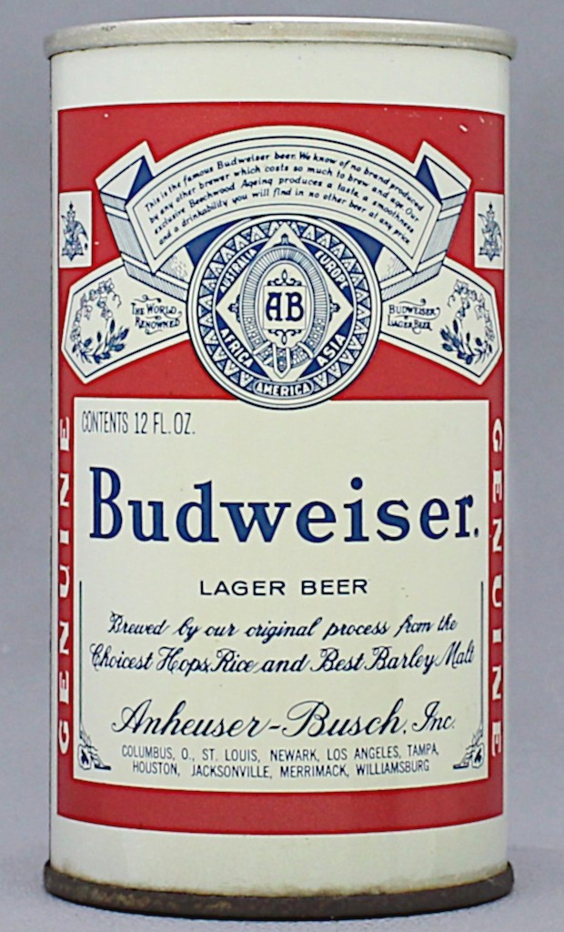 Budweiser Lager Beer 12 Oz Tab Top Can
