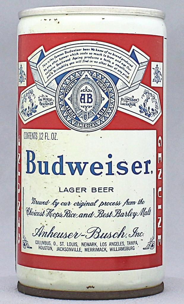 Budweiser Lager Beer 12 Oz Tab Top Can
