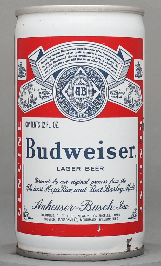 Budweiser Lager Beer 12 Oz Tab Top Can