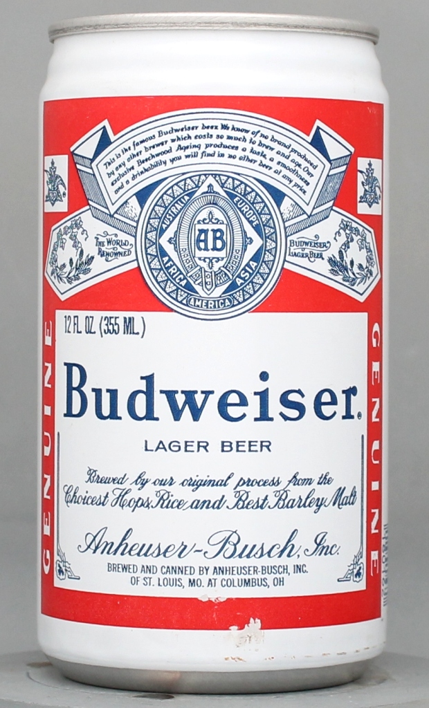 Budweiser Lager Beer 12 Oz Tab Top Can