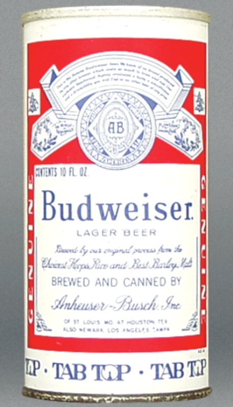 Budweiser Lager Beer 10 Oz Tab Top Can