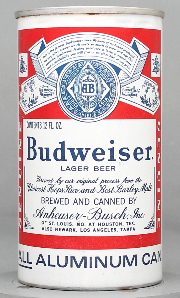 Budweiser Lager Beer 12 Oz Tab Top Can