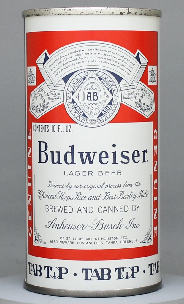 Budweiser Lager Beer 10 Oz Tab Top Can