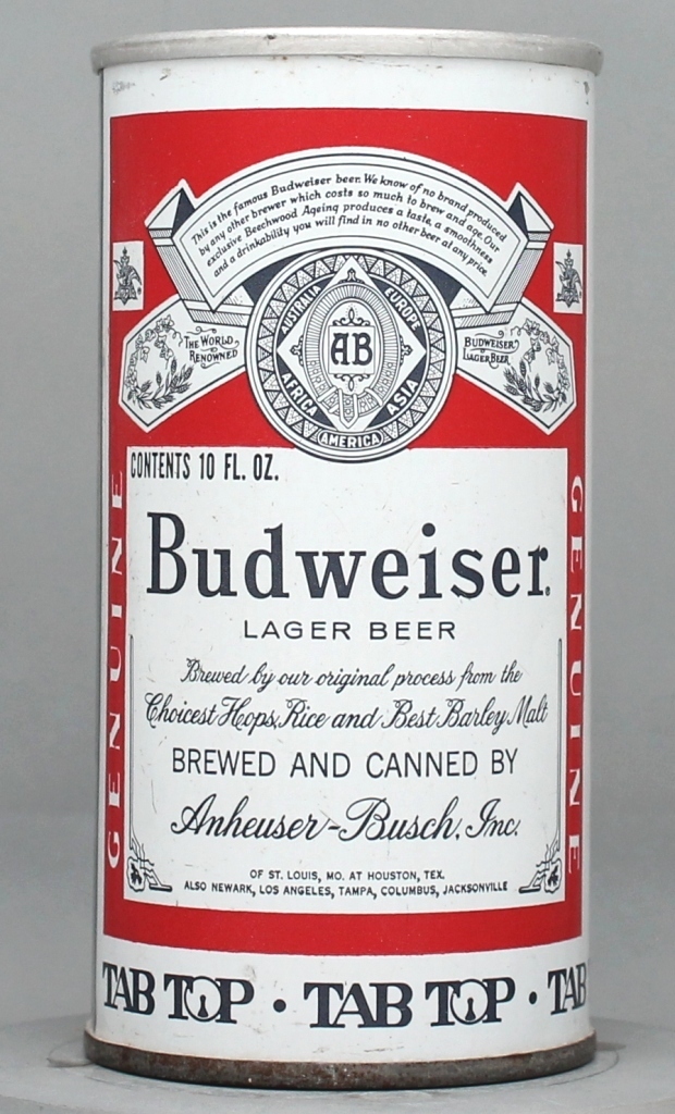 Budweiser Lager Beer 10 Oz Tab Top Can