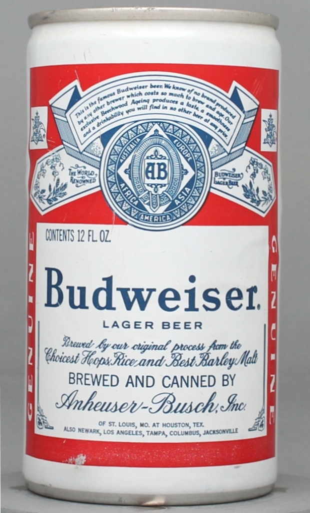 Budweiser Lager Beer 12 Oz Tab Top Can