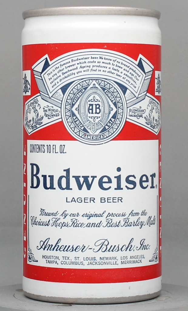 Budweiser Lager Beer 10 Oz Tab Top Can