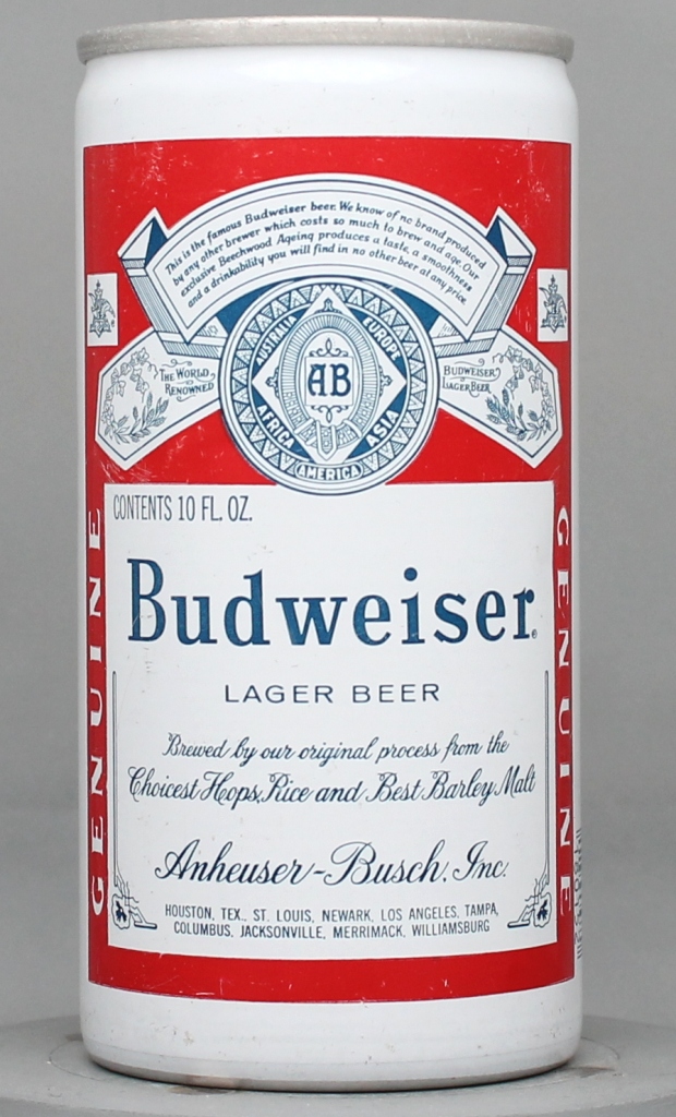 Budweiser Lager Beer 10 Oz Tab Top Can