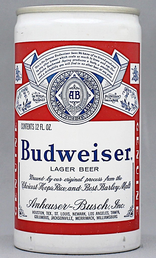 Budweiser Lager Beer 12 Oz Tab Top Can