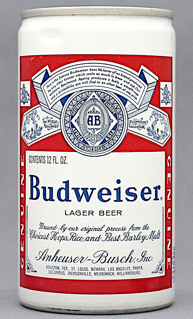 Budweiser Lager Beer 12 Oz Tab Top Can
