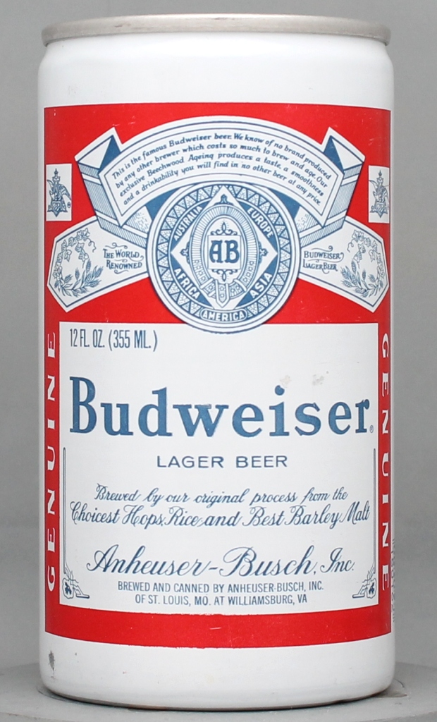 Budweiser Lager Beer 12 Oz Tab Top Can
