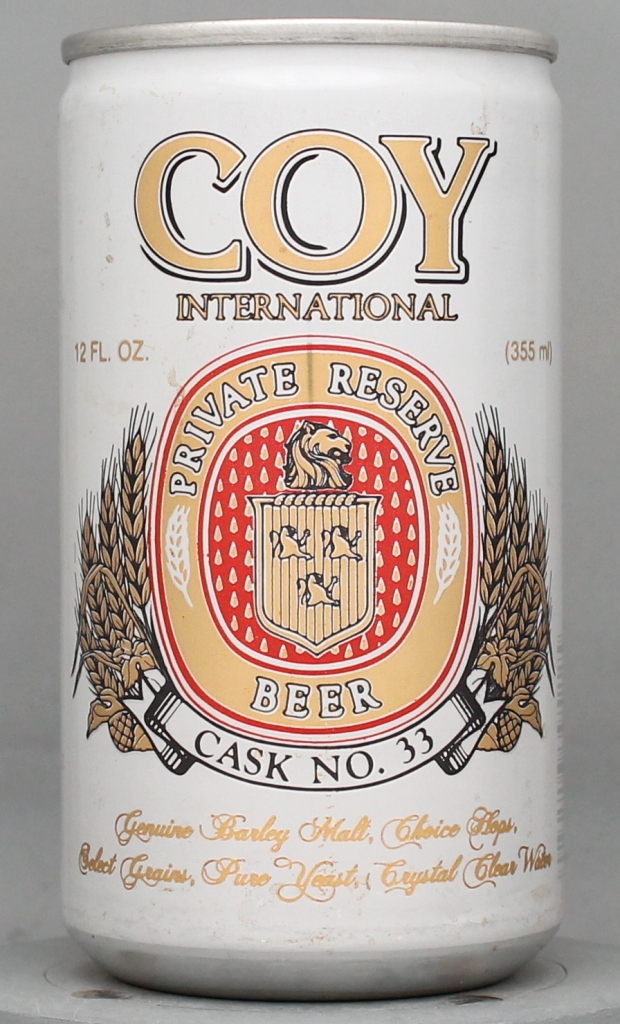 Coy International Private Reserve Beer 12 Oz Tab Top Can