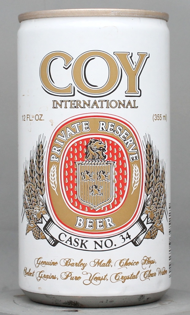 Coy International Private Reserve Beer 12 Oz Tab Top Can