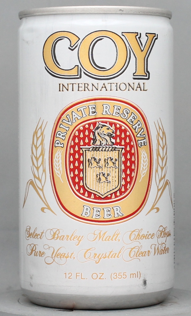 Coy International Private Reserve Beer 12 Oz Tab Top Can