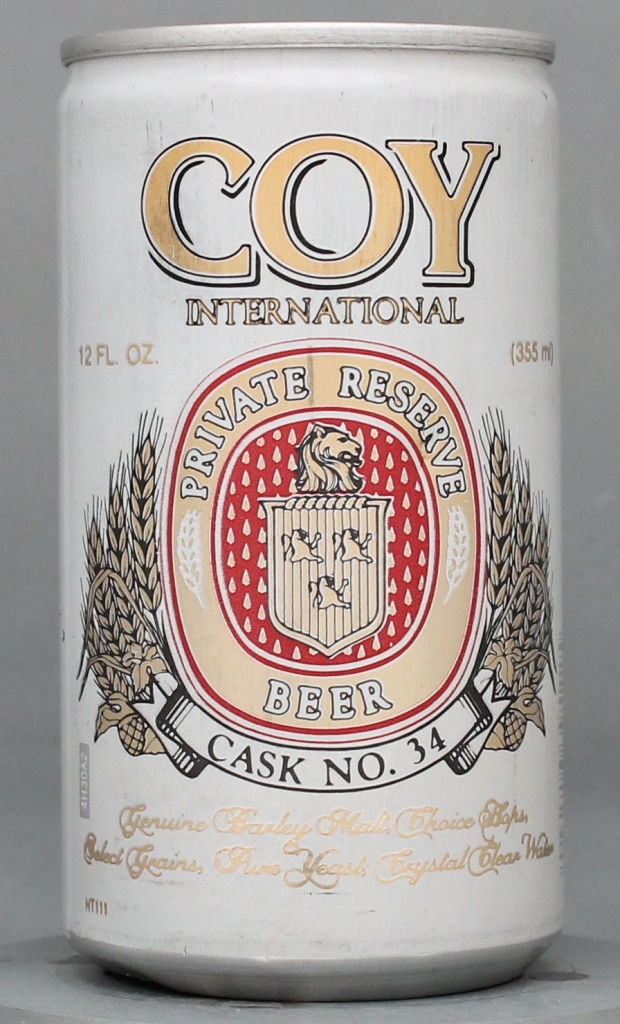 Coy International Private Reserve Beer 12 Oz Tab Top Can