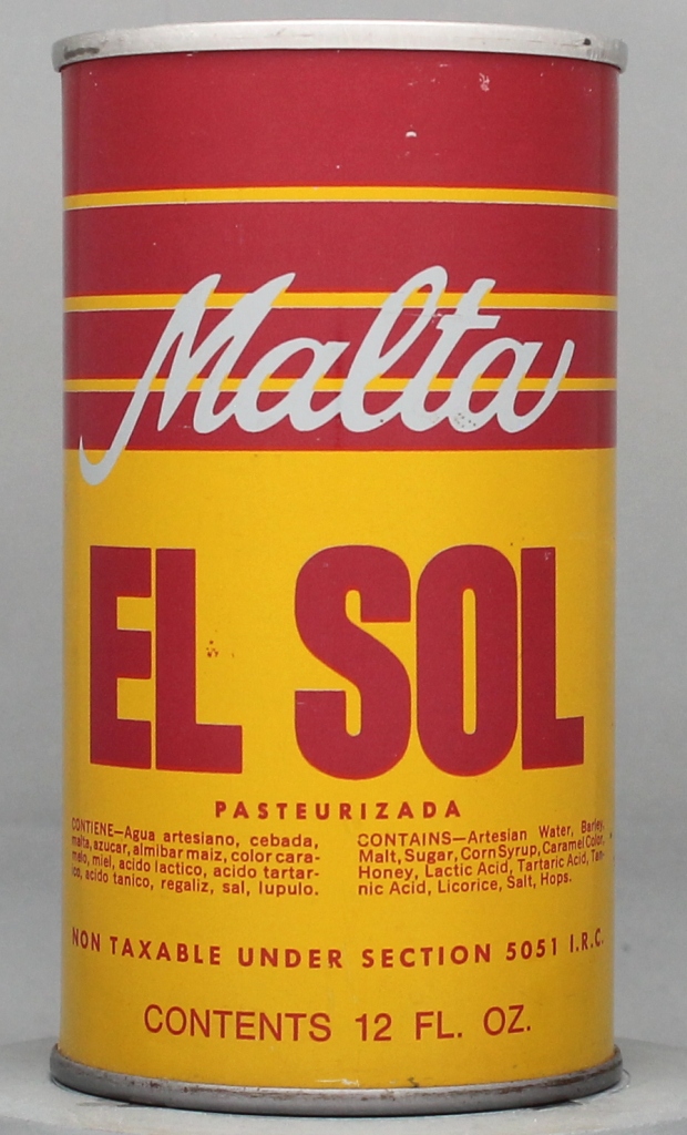 El Sol Malta 12 Oz Tab/Insert Top Can