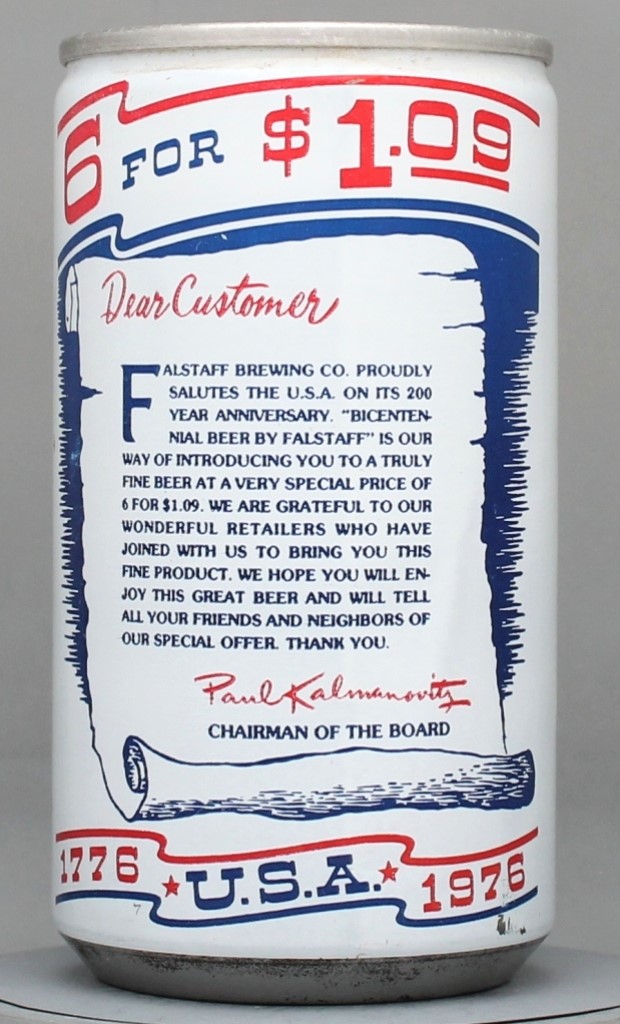 Falstaff Salutes Beer 12 Oz Can