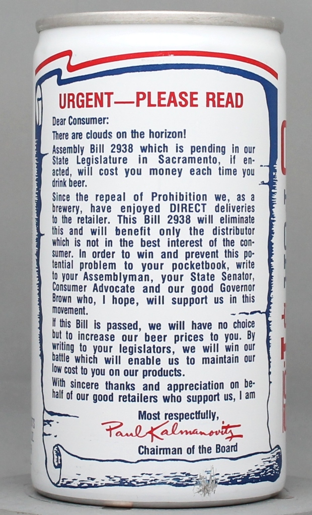 Falstaff Salutes Beer 12 Oz Can