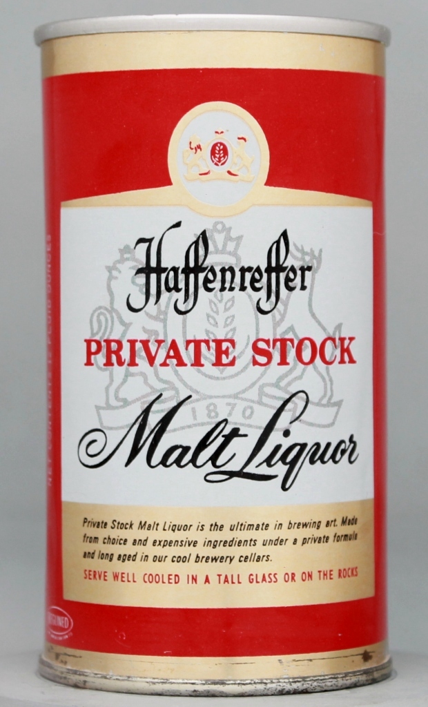 Haffenreffer Private Stock Malt Liquor 12 Oz Zip Top Can